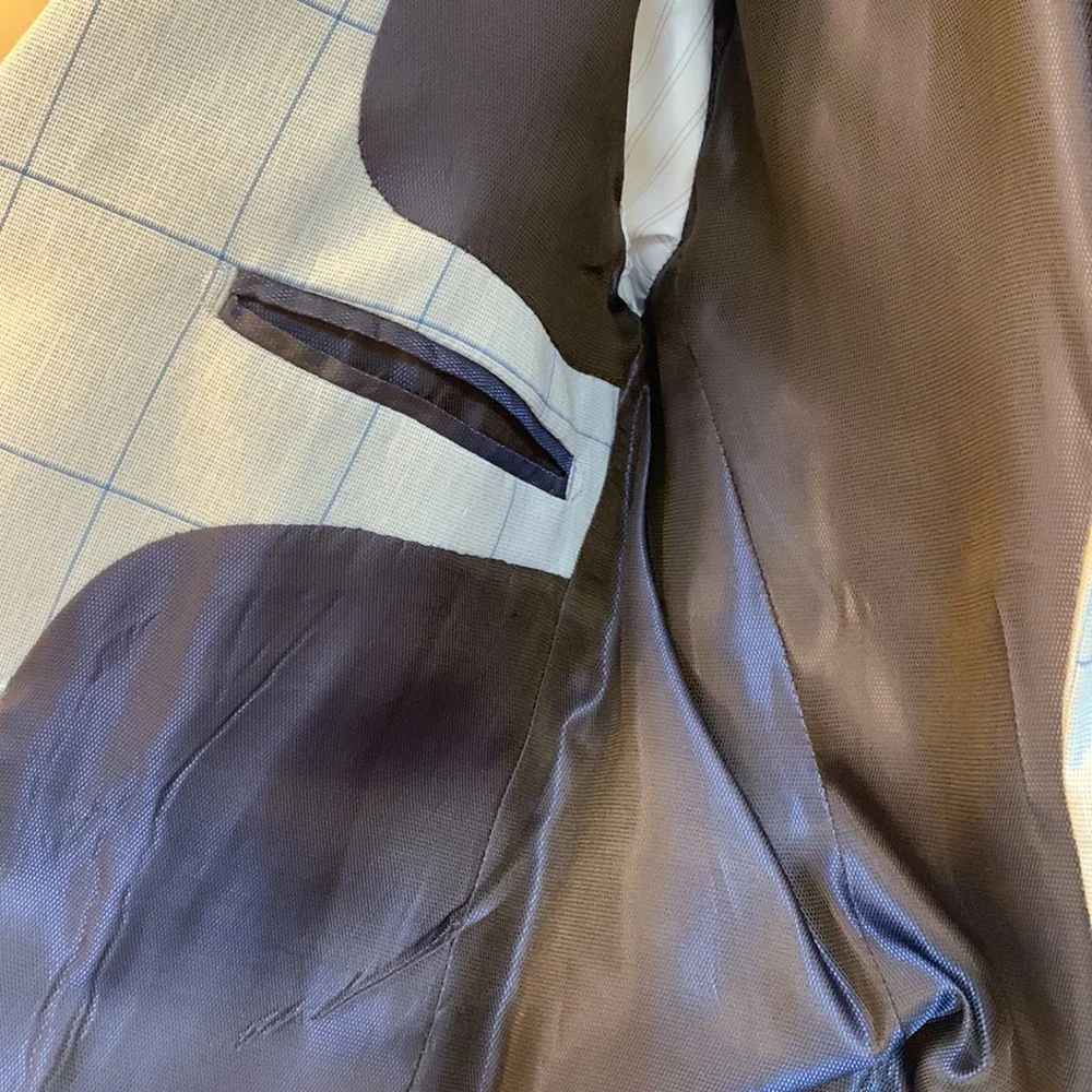 Isaac Mizrahi Light Blue Checkered Kids Blazer - Picture 4 of 6